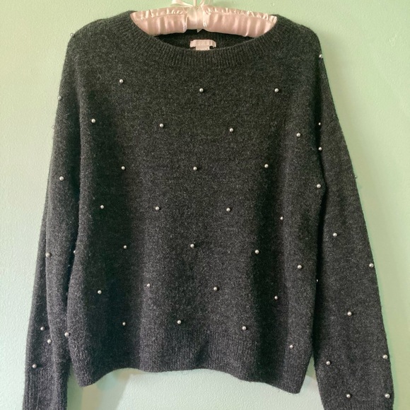 H&M Beaded Charcoal Sweater - so soft!! - Picture 2 of 10